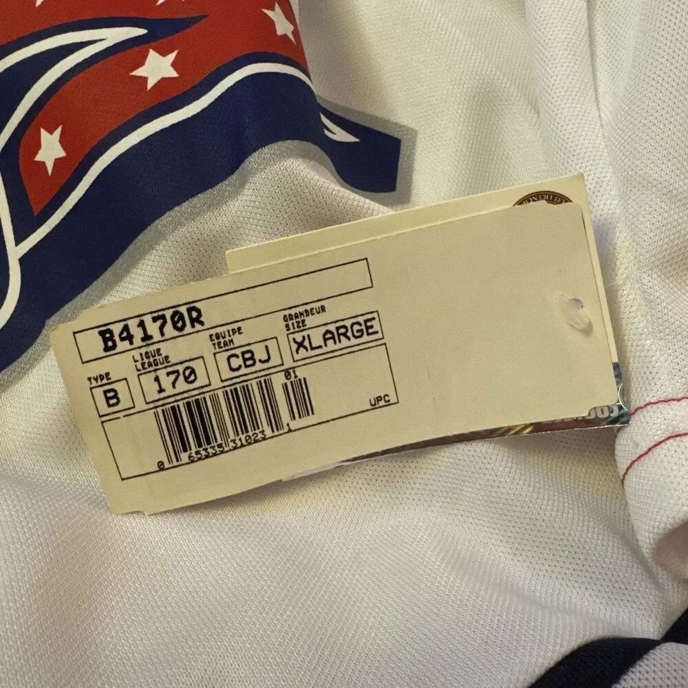 NWT Authentic‎ Ccm Columbus Blue Jackets Jersey Boys XL Mic 90s Vintage White